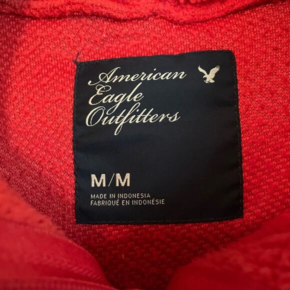 American Eagle Outfitters Cherry Red Zip Teddy Hoodie with Pockets size Medium - Picture 3 of 9